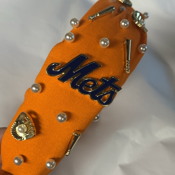 Lele Sadoughi Orange Knotted Gameday Fan Headband - Picture 7 of 12